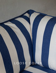 Coco 2.5 seater sofa cover with Self Piped Knife Edge cushion in Stripes Sea Holly