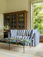 Coco 2.5 seater sofa cover with Self Piped Knife Edge cushion in Stripes Sea Holly