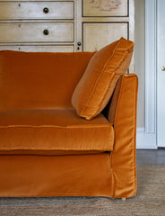 Coco 2.5 seater sofa with Self Piped Box Edge cushion in Designers Guild Varese Saffron - Made to order