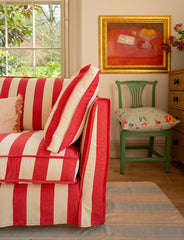 Coco 2.5 seater sofa with Self Piped Box Edge cushion in Stripes Petunia - Made to Order