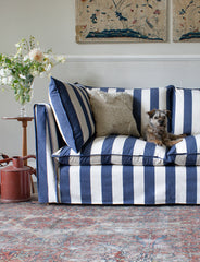 Coco 2.5 seater sofa with Self Piped Knife Edge cushion in Stripes Sea Holly  - Hand Made in USA (Available for Quick Ship)