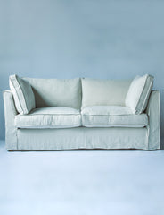 Coco 2.5 seater sofa with Self Piped Box Edge cushion in Designers Guild Brera Lino Putty - Made to Order