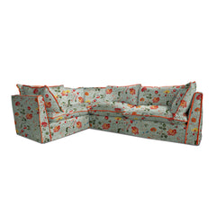 Coco 2 x 3 seater sofa Contrast Welt Knife Edge cushion in Wildwood Duck Egg - Hand Made in USA