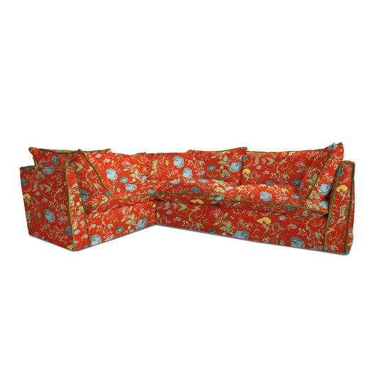 Coco 2 x 3 seater sofa Contrast Welt Knife Edge cushion in Wildwood Pumpkin - Hand Made in USA