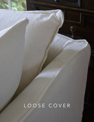 Coco 3 seater sofa cover with Self Piped Knife Edge cushion in Designers Guild Brera Lino Chalk - Hand Made in USA