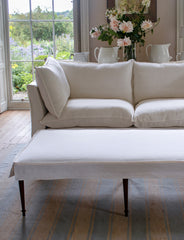 Coco 3 seater sofa with Self Piped Knife Edge cushion in Designers Guild Brera Lino Chalk - Made to order