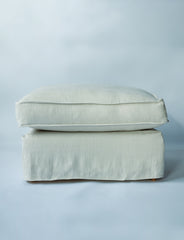 Coco Footstool with Self Piped Box Edge cushion in Designers Guild Brera Lino Putty - Available Now