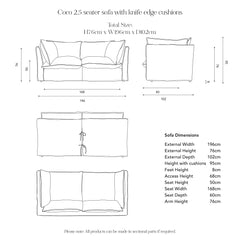 Coco Loose Cover 2.5 seater sofa with Box Edge cushions in Customer's Own Material - Handmade to Order in the USA