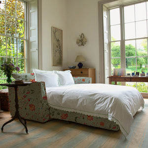 Coco 2.5 seater sleeper sofa with Self Piped Knife Edge cushion in Wildwood Duck Egg  - Hand Made in USA