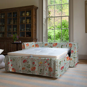 Coco 2.5 seater sleeper sofa with Self Piped Knife Edge cushion in Wildwood Duck Egg  - Hand Made in USA