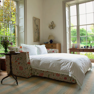 Coco 2.5 seater sleeper sofa with Self Piped Knife Edge cushion in Wildwood Ivory  - Hand Made in USA
