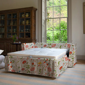Coco 2.5 seater sleeper sofa with Self Piped Knife Edge cushion in Wildwood Ivory  - Hand Made in USA