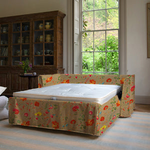 Coco 2.5 seater sleeper sofa with Self Piped Knife Edge cushion in Wildwood Twig  - Hand Made in USA