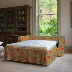 Coco 2.5 seater sofa bed with Self Piped Knife Edge cushion in Wildwood Twig  - Hand Made in USA