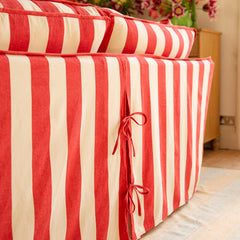 Coco 3 seater sofa with Self Piped Box Edge cushion in Stripes Petunia  - Hand Made in USA