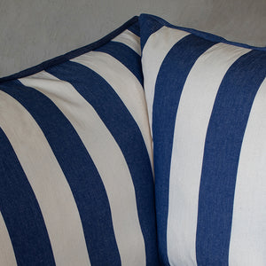 Coco 2.5 seater sofa with Self Piped Knife Edge cushion in Stripes Sea Holly  - Hand Made in USA