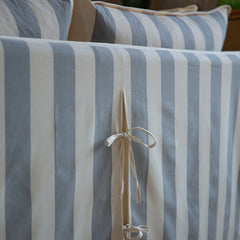 Coco 3 seater sofa cover with Self Piped Knife Edge cushion in Stripes Garden Grey  - Hand Made in USA