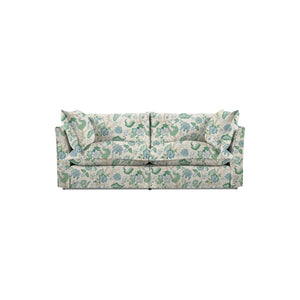 Coco 2.5 seater sleeper sofa with Knife Edge cushion in Kitty Blue Green  - Hand Made in USA