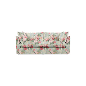 Coco 2.5 seater sleeper sofa with Knife Edge cushion in English Garden Grey Skies  - Hand Made in USA
