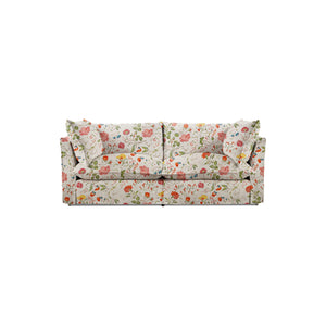 Coco 2.5 seater sleeper sofa with Self Piped Knife Edge cushion in Wildwood Ivory  - Hand Made in USA