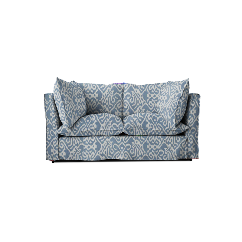 Coco 2 seater sofa with Knife Edge cushion in Otter Denim - Hand Made in USA
