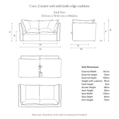 Coco Loose Cover 2 seater sofa with Knife Edge cushions in Customer's Own Material - Handmade to Order in the USA
