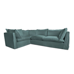 Coco 2 x 3 seater sofa with Knife Edge Cushion in Cerulean Linen - Hand Made in USA