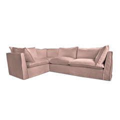 Coco 2 x 3 seater sofa with Knife Edge Cushion in Dusky Pink Linen - Hand Made in USA