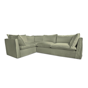 Coco 2 x 3 seater sofa with Knife Edge Cushion in Hemp Linen - Hand Made in USA