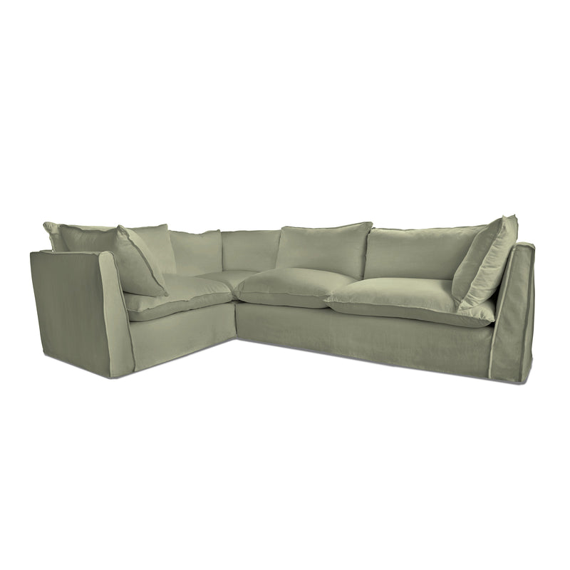 Coco 2 x 3 seater sofa with Knife Edge Cushion in Hemp Linen - Hand Made in USA