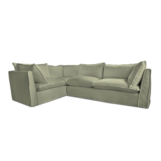 Coco 2 x 3 seater sofa with Knife Edge Cushion in Hemp Linen - Hand Made in USA