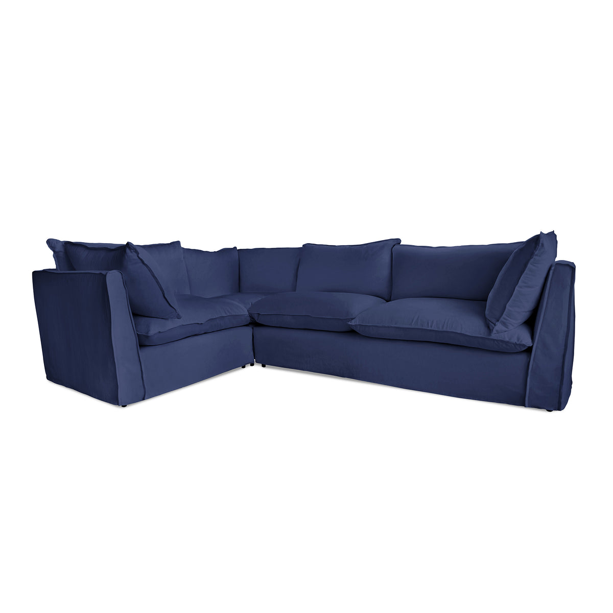 Coco 2 x 3 seater sofa Self Piped Knife Edge cushion in Cotton Linen Inkspot  - Hand Made in USA