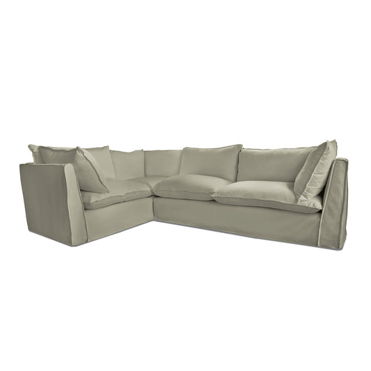 Coco 2 x 3 seater sofa with Knife Edge Cushion in Ivory Linen - Hand Made in USA