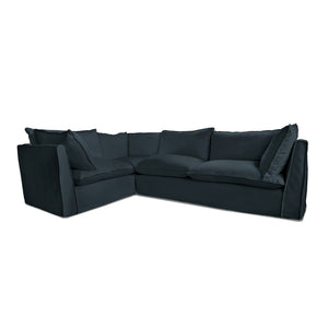 Coco 2 x 3 seater sofa with Knife Edge Cushion in Midnight Linen - Hand Made in USA