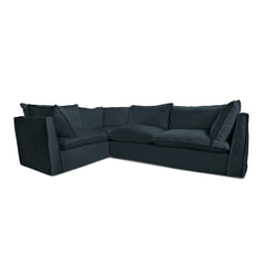 Coco 2 x 3 seater sofa with Knife Edge Cushion in Midnight Linen - Hand Made in USA