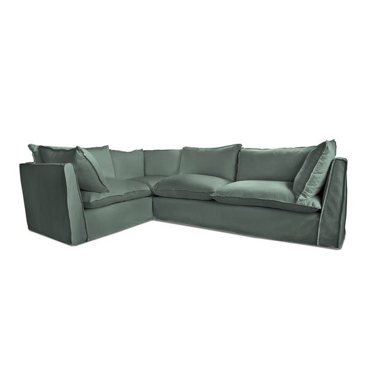 Coco 2 x 3 seater sofa with Knife Edge Cushion in Mineral Linen - Hand Made in USA
