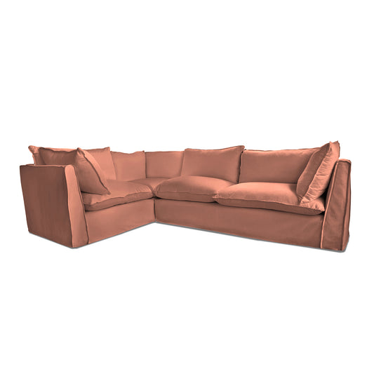 Coco 2 x 3 seater sofa with Knife Edge Cushion in Roseberry Linen - Hand Made in USA