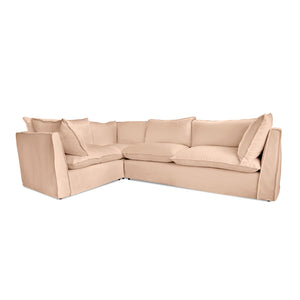 Coco 2 x 3 seater sofa Self Piped Knife Edge cushion in Cotton Linen Rosedale - Hand Made in USA