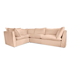 Coco 2 x 3 seater sofa Self Piped Knife Edge cushion in Cotton Linen Rosedale - Hand Made in USA
