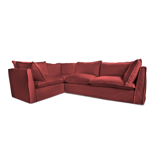 Coco 2 x 3 seater sofa with Knife Edge Cushion in Rouge Linen - Hand Made in USA