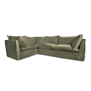Coco 2 x 3 seater sofa with Knife Edge Cushion in Sage Linen - Hand Made in USA