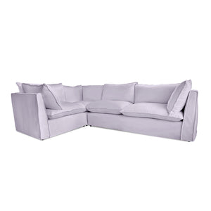Coco 2 x 3 seater sofa Self Piped Knife Edge cushion in Cotton Linen Sea Salt - Hand Made in USA