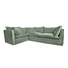Coco 2 x 3 seater sofa with Knife Edge Cushion in Seagrass Linen - Hand Made in USA