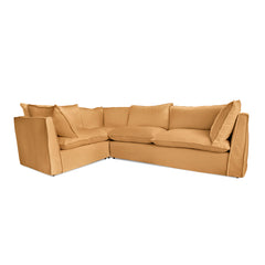Coco 2 x 3 seater sofa Self Piped Knife Edge cushion in Cotton Linen Sunflower - Hand Made in USA
