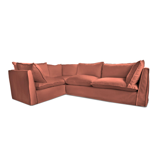 Coco 2 x 3 seater sofa with Knife Edge Cushion in Sweet Briar Linen - Hand Made in USA