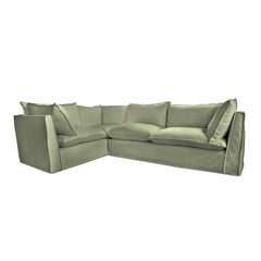 Coco 2 x 3 seater sofa with Knife Edge Cushion in Taupe Linen - Hand Made in USA