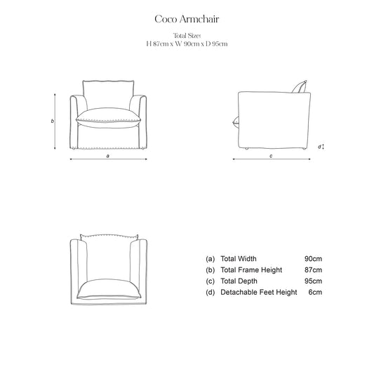 Coco Chair with Knife Edge Cushion in Cayenne Linen - Hand Made in USA