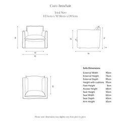 Coco Loose Cover Armchair with Box Edge cushions in Customer's Own Material - Handmade to Order in the USA