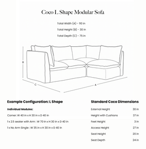 Coco L-Shaped Sofa in Customer's Own Material - Handmade to Order in the USA