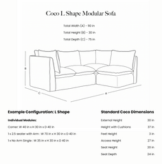 Coco L-Shaped Sofa in Customer's Own Material - Handmade to Order in the USA